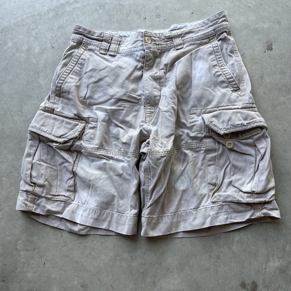 Vintage Polo Ralph Lauren Shorts Mens 34 Beige Military Baggy Cargo Paratrooper